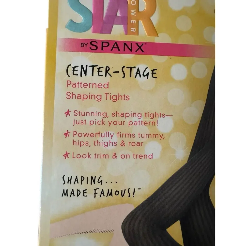 SPANX NEW Star Power 3X Ribbed Row Shaping Tights Black Slimming